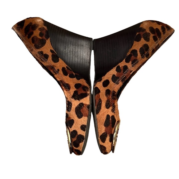 Tory Burch Sophie Wood Wedge Calf Hair Animal Print Heels 9 - Picture 8 of 11